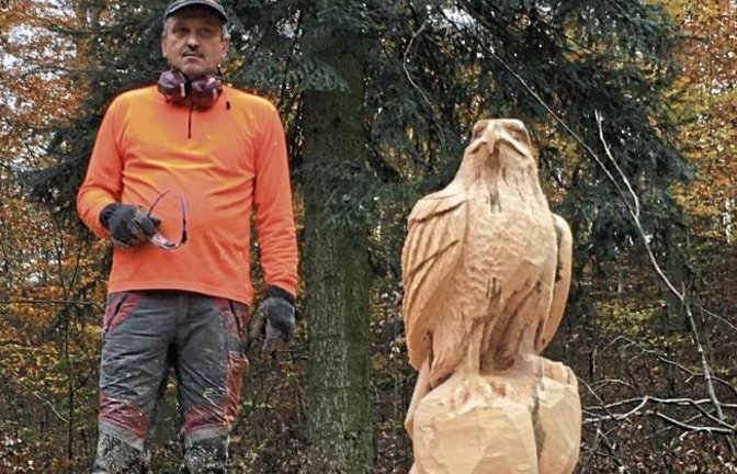 Jürgen Rebstock hat dieses Kunstwerk samt Künstler bei der Radausfahrt des RSV am Samstag zwischen Illingen und Schützingen entdeckt.