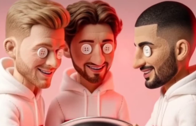 Eine fußballerische und musikalische Parodie rund um den VfB: auch Maximilian Mittelstädt, Angelo Stiller und Deniz Undav (v.li.) sind dabei.<span class='image-autor'>Screenshot Parodaiy</span>
