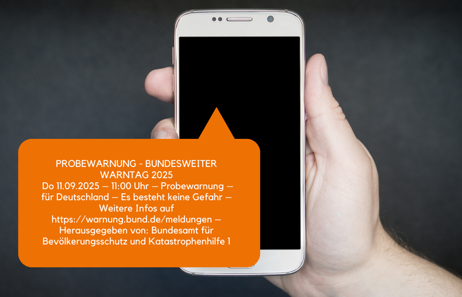 Nicht alle Handys haben die Warnung empfangen.<span class='image-autor'>Foto: Bundesamt für Bevölkerungsschutz und Katastrophenhilfe</span>