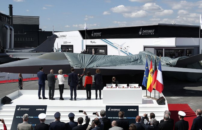 So könnte der europäische FCAS-Kampfjet aussehen – ob er aber je gebaut wird, steht in den Sternen.<span class='image-autor'>Foto: Benoit Tessier/POOL Reuters/dpa</span>