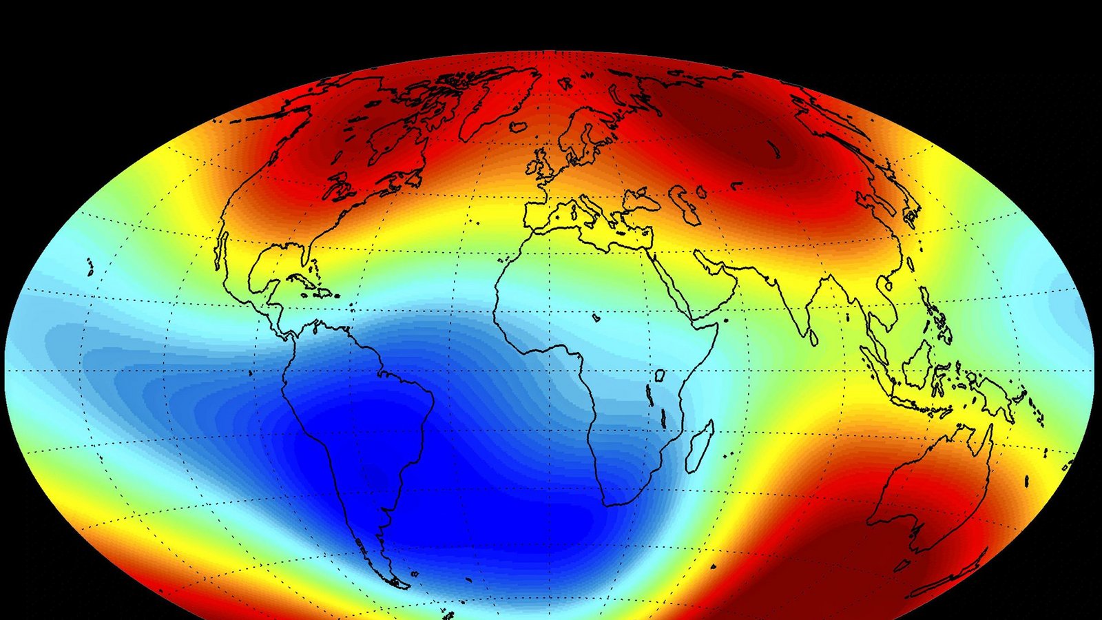 Im Südatlantik ist das Magnetfeld am schwächsten.Foto: ESA/DTU Space