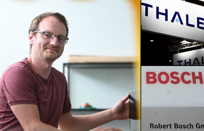 Johannes Scherle zog es im vergangenen Jahr von Bosch zu Thales. In Ditzingen arbeitet er als Softwareentwickler und -manager.<span class='image-autor'>Werner Kuhnle, Denis Charlet/afp, Bernd Weißbrod/dpa</span>