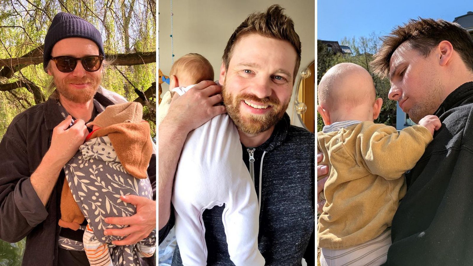 Kratzspuren, Knutschflecke, Dauertragen:  Unsere Autoren Florian Gann, Michael Bosch und Emanuel Hege entdecken mit ihren Babys manches, womit sie nicht gerechnet hatten.Foto:   Kratzspuren, Knutschflecke, Dauertragen:  Unsere Autoren Florian Gann, Michael Bosch und Emanuel Hege entdecken mit ihren Babys manches, womit sie nicht gerechnet hatten.Foto:  