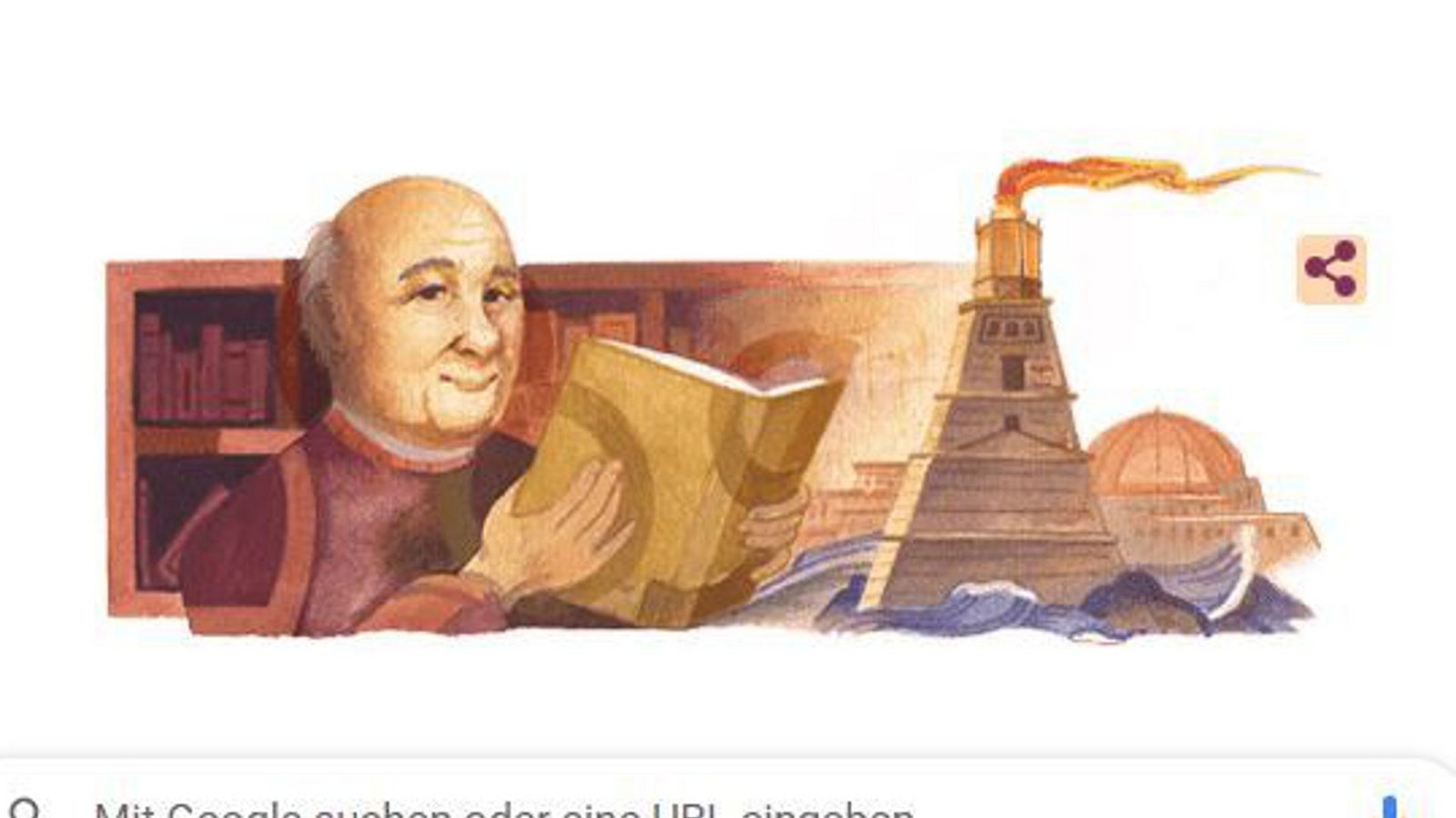 Statt der typischen Google-Suche taucht bei der Suchmaschine aktuell eine Zeichnung des Historikers   Mostafa El-Abbadi auf.Foto: Screenshot/Google