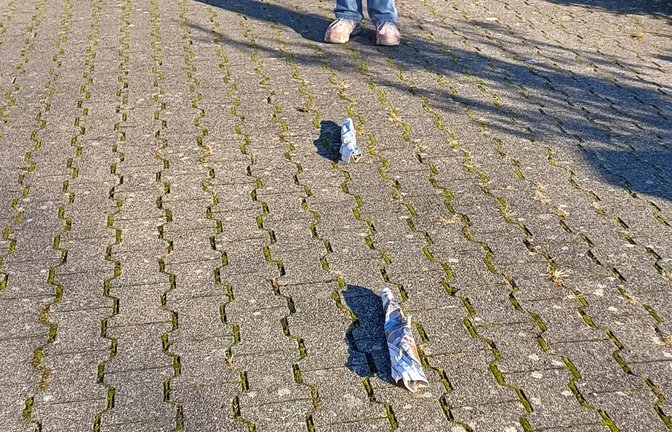 Gewusst wie: Bei der Altpapiersammlung in Aurich wies die gerollte VKZ im Hof von Inge Theis den Weg zu mehr Mitnahme-Papier – und ein paar Süßigkeiten für die fleißigen Sammler habe sie dort auch deponiert, verriet die Auricherin.  <span class='image-autor'>Foto: Rücker</span>