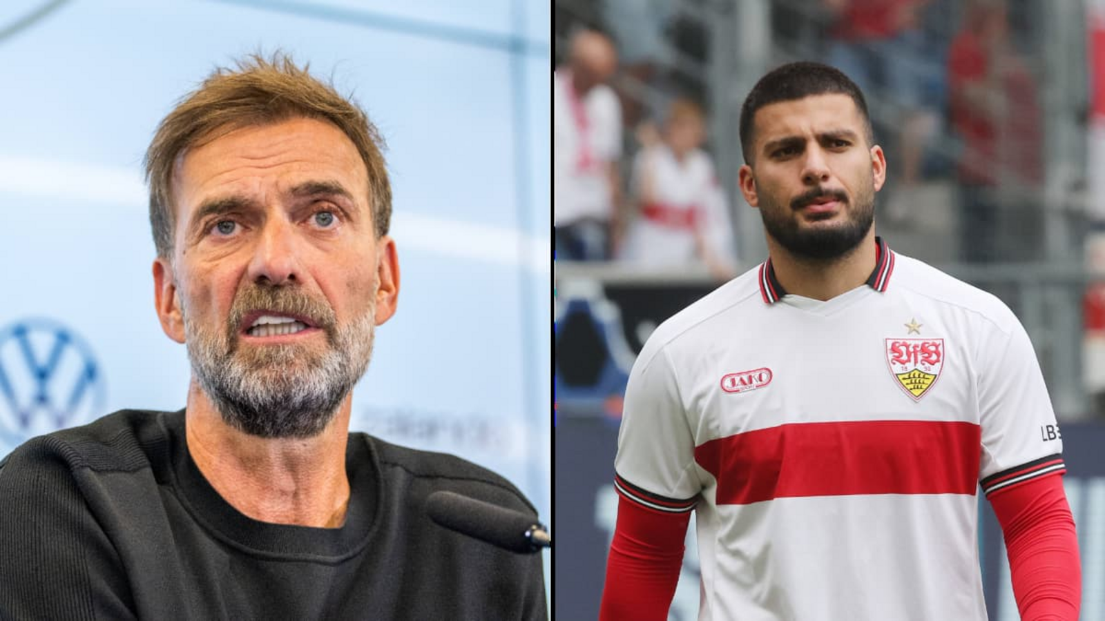 Jürgen Klopp (links) hatte Deniz Undav zweimal im Trikot des VfB Stuttgart live beobachtet. Dessen Auftritte zu Saisonbeginn haben ihn anscheinend nicht überzeugt.Imago Jürgen Klopp (links) hatte Deniz Undav zweimal im Trikot des VfB Stuttgart live beobachtet. Dessen Auftritte zu Saisonbeginn haben ihn anscheinend nicht überzeugt.Imago