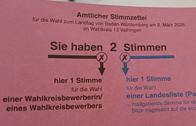 Landtagswahl Wahl 2026 Vaihingen Stimmzettel Stimmen Wahlschein Stimme Kreuz