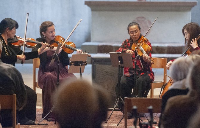 Mit dem Lotus String Quartet war in Lienzingen wieder ein Ensemble von internationalem Rang zu hören. <span class='image-autor'>Foto: Fotomoment</span>