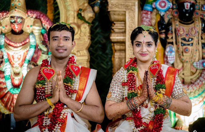 Somanadh  und Sneha heirateten in ihrer alten Heimat Indien und leben in Heidelberg.<span class='image-autor'>Foto: privat</span>