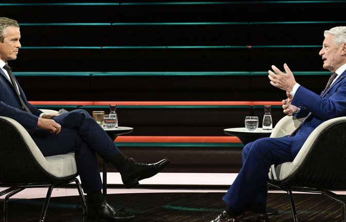 Markus Lanz im Gespräch mit dem ehemaligen Bundespräsidenten Joachim Gauck.<span class='image-autor'>Foto: IMAGO/teutopress/IMAGO/teutopress GmbH</span>