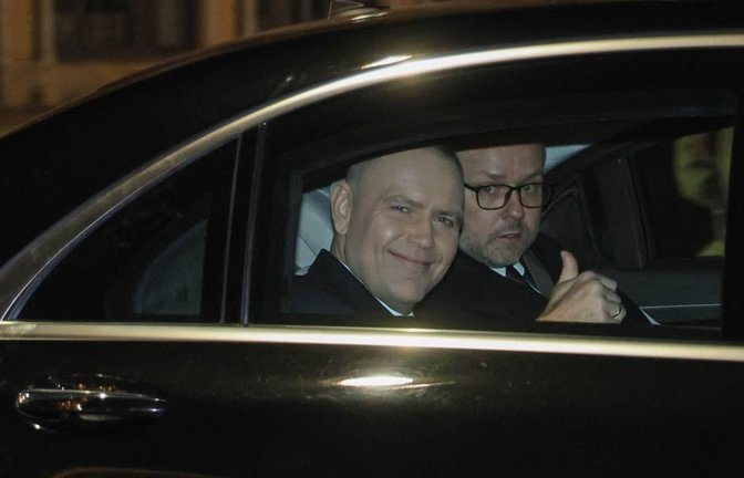 Polens Präsident Karol Nawrocki bei seiner Ankunft im Präsidentenpalast in Warschau.<span class='image-autor'>Pawel Supernak/PAP/dpa</span>
