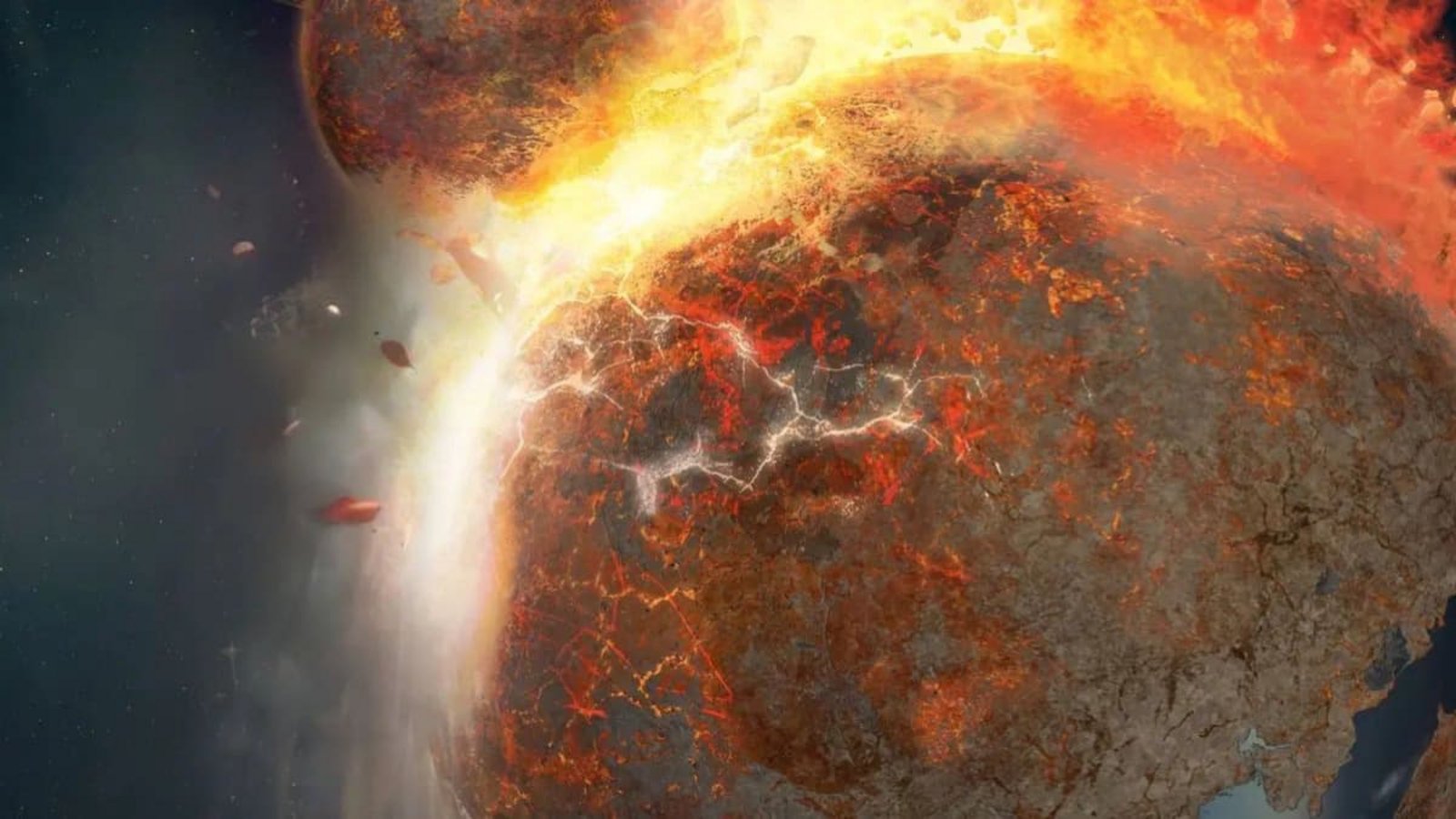 Kurz nach der Entstehung des Sonnensystems vor 4,46 Milliarden Jahren kam es zu dem wohl folgenreichsten Ereignis in der Geschichte unseres Planeten: Der marsgroße Himmelskörper Theia stieß mit der Ur-Erde zusammen. Aus den ins All geschleuderten Trümmern – einem Gemisch aus Materie von Theia und der Ur-Erde – entstand unser Mond.Imago/Coverimages Kurz nach der Entstehung des Sonnensystems vor 4,46 Milliarden Jahren kam es zu dem wohl folgenreichsten Ereignis in der Geschichte unseres Planeten: Der marsgroße Himmelskörper Theia stieß mit der Ur-Erde zusammen. Aus den ins All geschleuderten Trümmern – einem Gemisch aus Materie von Theia und der Ur-Erde – entstand unser Mond.Imago/Coverimages
