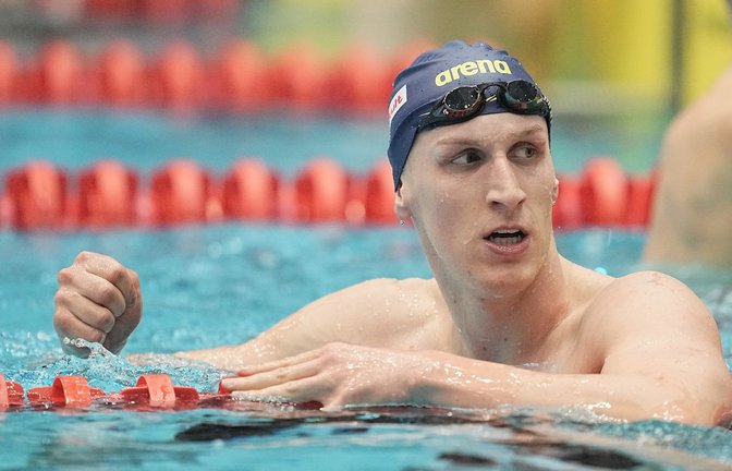 Lukas Märtens schwamm über 400 Meter Freistil knapp am Weltrekord vorbei.<span class='image-autor'>Foto: Michael Kappeler/dpa</span>