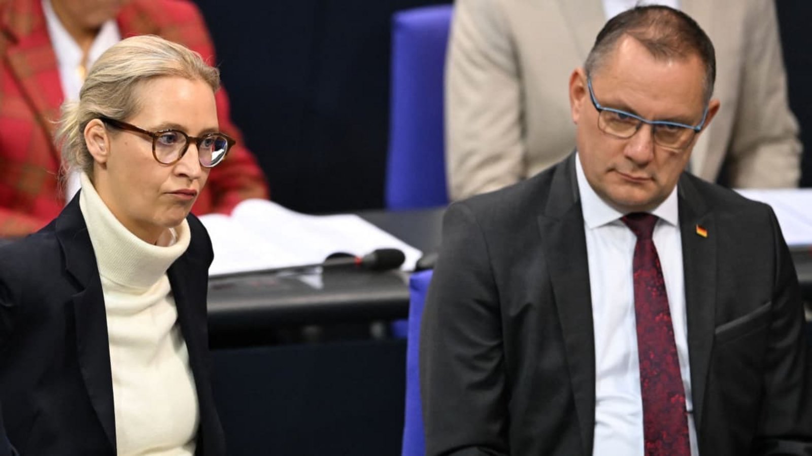 Die beiden AfD-Chefs Alice Weidel und Tino Chrupalla sehen in dem Hackerangriff auf ihre Partei einen Angriff auf das deutsche Parteiensystem.Michael Brandt/dpa Die beiden AfD-Chefs Alice Weidel und Tino Chrupalla sehen in dem Hackerangriff auf ihre Partei einen Angriff auf das deutsche Parteiensystem.Michael Brandt/dpa