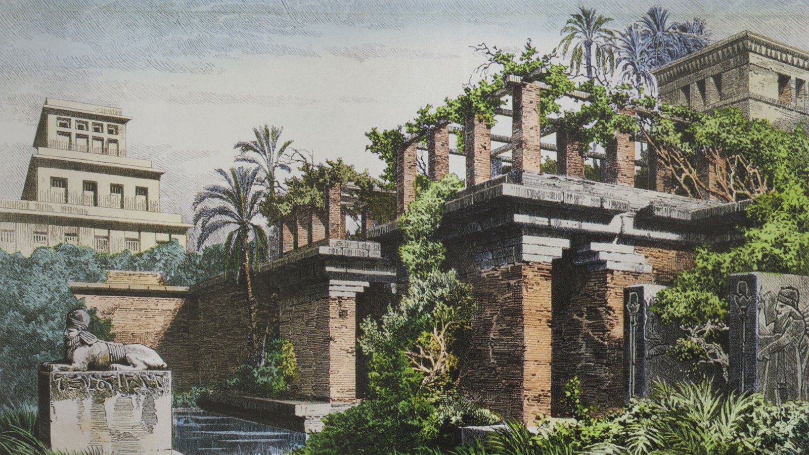Die Hängenden Gärten der Semiramis, auch die Hängenden Gärten von Babylon genannt, waren nach den Berichten griechischer Autoren eine aufwendige Gartenanlage in Babylon am Euphrat. Sie zählten zu den sieben Weltwundern der Antike.Foto: Imago/Pond5 Images