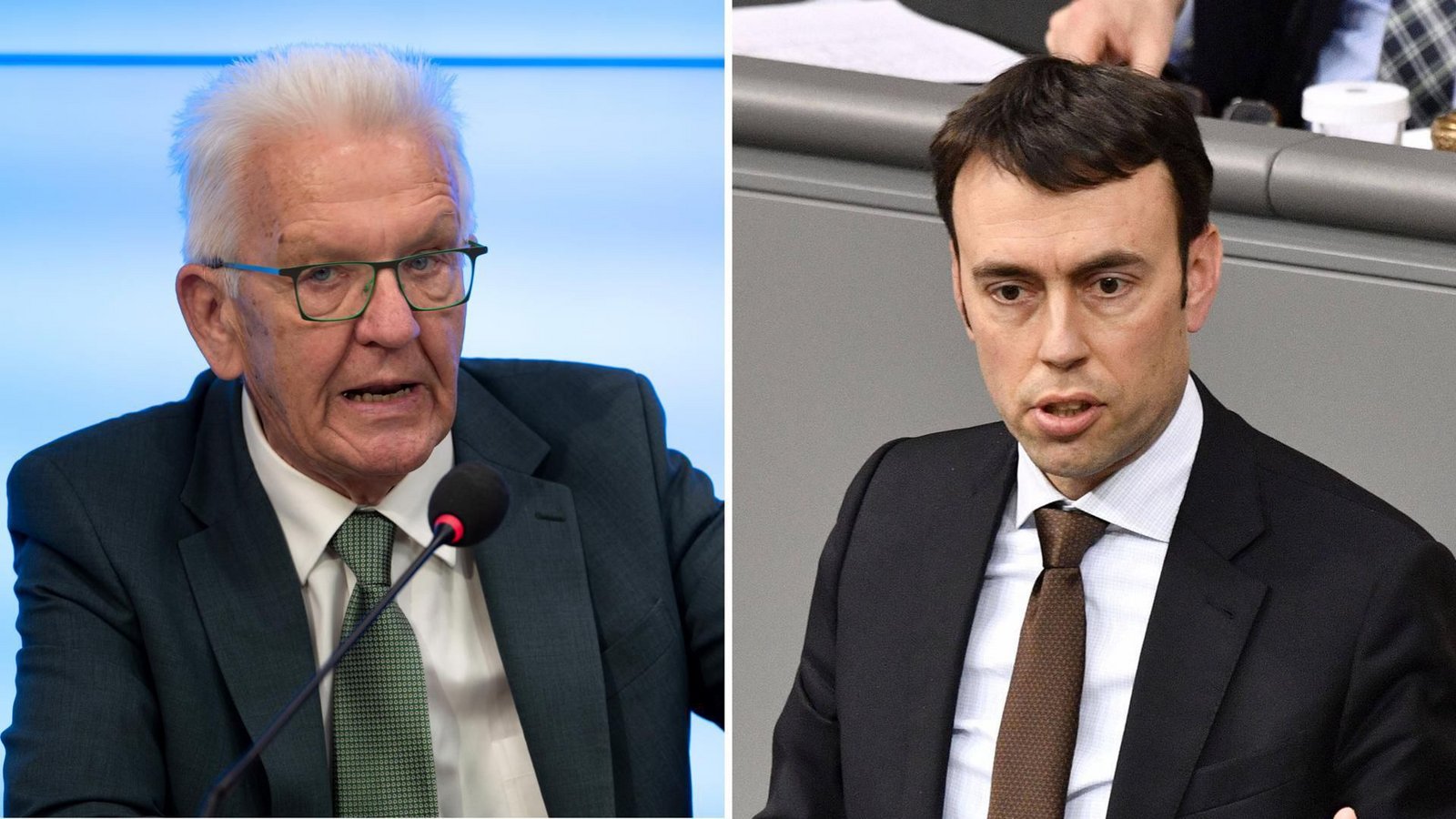 Ministerpräsident Winfried Kretschmann (Grüne) und sein früherer Vize, der Parlamentarische Staatssekretär im Verteidigungsministerium Nils Schmid (SPD), plädieren für Vernetzung im Verteidigungsbereich.Foto: dpa/Markus Lenhardt, imago/Frederic Kern