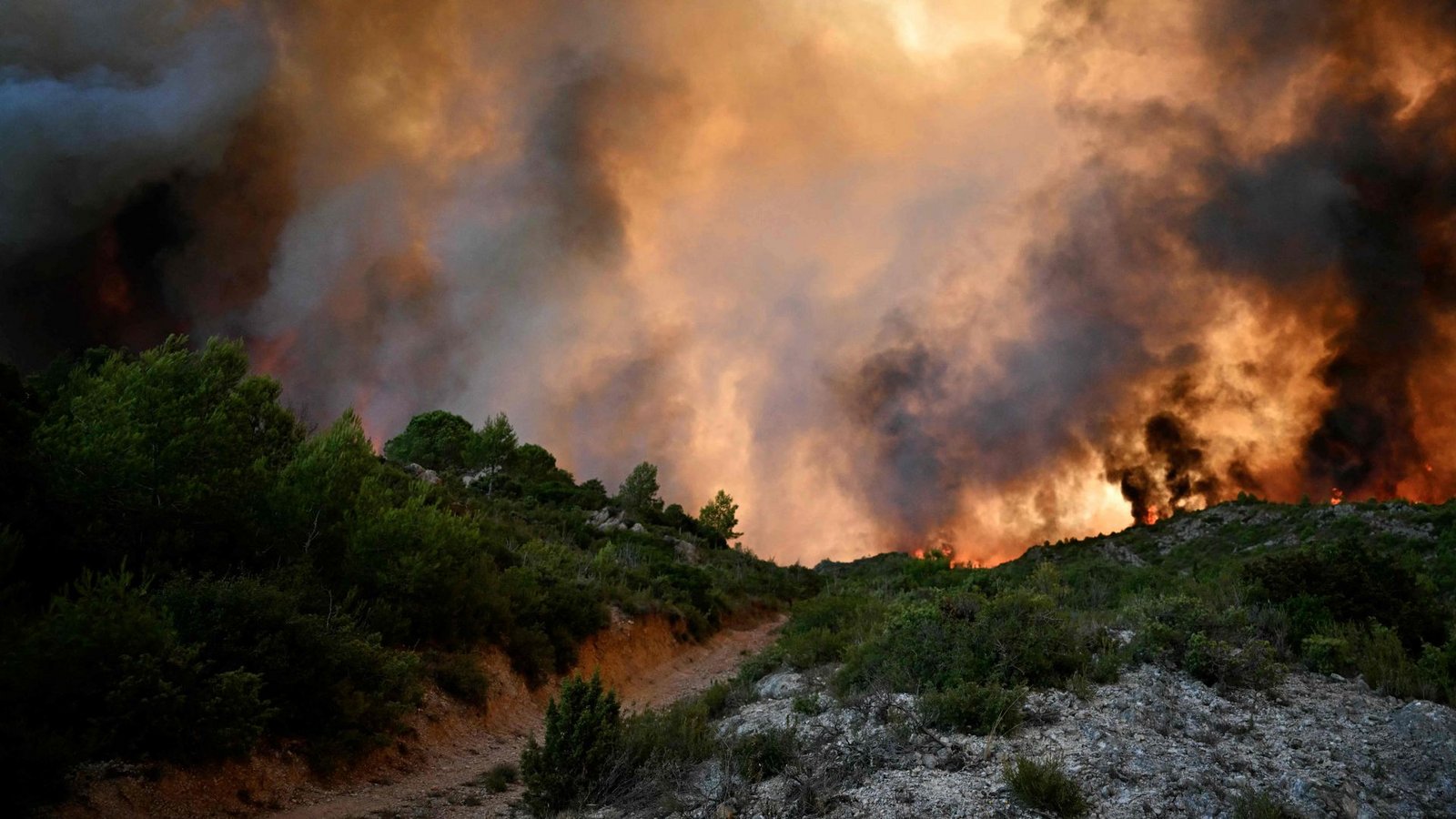 Ein Wald steht in der Nähe von Fontjoncouse, im Südwesten Frankreichs, in Flammen (Archivfoto).Foto: Lionel Bonaventure/AFP/dpa/Lionel Bonaventure Ein Wald steht in der Nähe von Fontjoncouse, im Südwesten Frankreichs, in Flammen (Archivfoto).Foto: Lionel Bonaventure/AFP/dpa/Lionel Bonaventure
