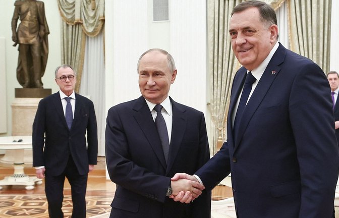 Kreml-Chef Putin und Serbenführer Dodik in Moskau.<span class='image-autor'>Foto: POOL/MIKHAIL TERESHCHENKO</span>