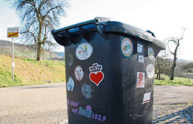 „Ich sag’s mit meiner Tonne“, dachten sich wohl die Besitzer dieses schwarzen Behälters in Ochsenbach.  Foto: Rostek