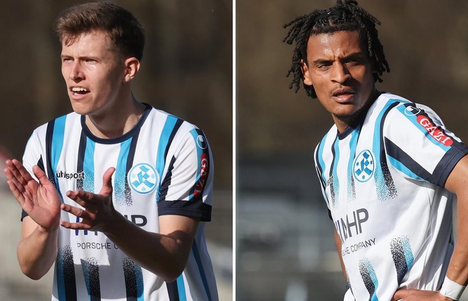 Kehren gegen den FSV Frankfurt noch nicht in den Kader zurück: Vincent Schwab und Melkamu Frauendorf (re.).<span class='image-autor'>Foto: Baumann/Hansi Britsch</span>