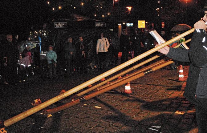 Auch die Ensinger Alphornbläser gaben sich die Ehre in der Illinger Talaue.  Foto: Stahlfeld