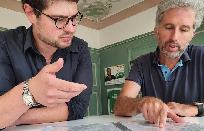 Boris Palmer (rechts) und Mietervereins-Chef Marc Roth haben zusammen eine Denkschrift verfasst.<span class='image-autor'>Foto: /Eberhard Wein</span>