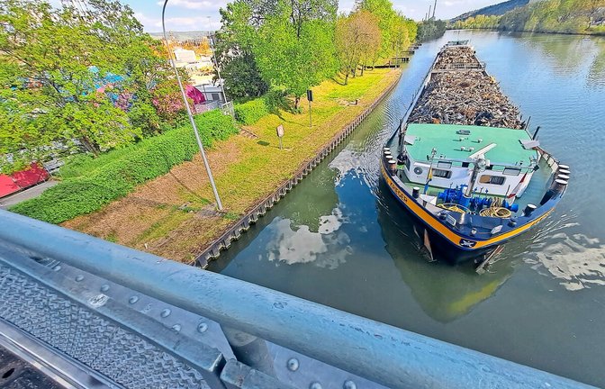 Blick vom Berger Steg auf das  „Kleine Wasenufer“: Dieser rund 75 Meter lange Grünstreifen soll bereits bis zur Internationalen Bauausstellung 2027 umgestaltet werden.<span class='image-autor'>Foto: Nagel</span>