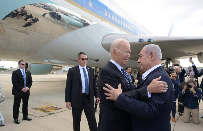 Solidaritätsbesuch in Israel: Joe Biden und Benjamin Netanjahu<span class='image-autor'>Foto: imago//Avi Ohayon/Israel Gpo</span>