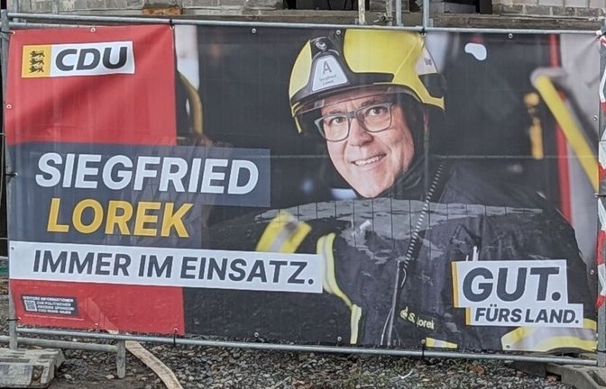 Das strittige Plakat: CDU-Mann  Lorek „im Einsatz“<span class='image-autor'>Foto: privat</span>