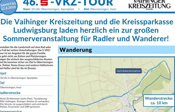 Da geht's lang: die Rad- und Wanderstrecke der S-VKZ-Tour 2026.    Grafik: VKZ