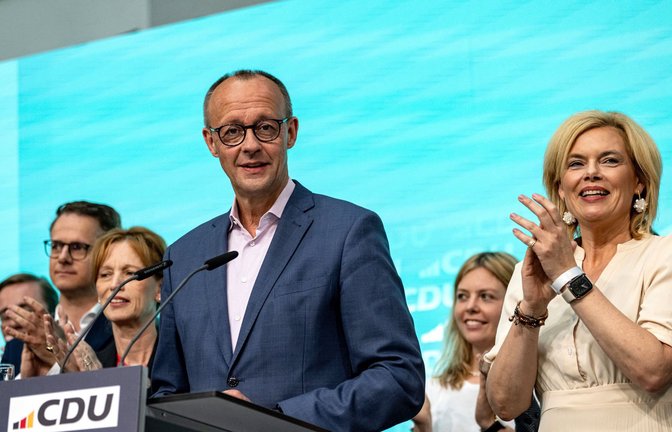 CDU-Chef Friedrich Merz ließ sich am Wahlabend feiern.<span class='image-autor'>Foto: Fabian Sommer/dpa/Fabian Sommer</span>