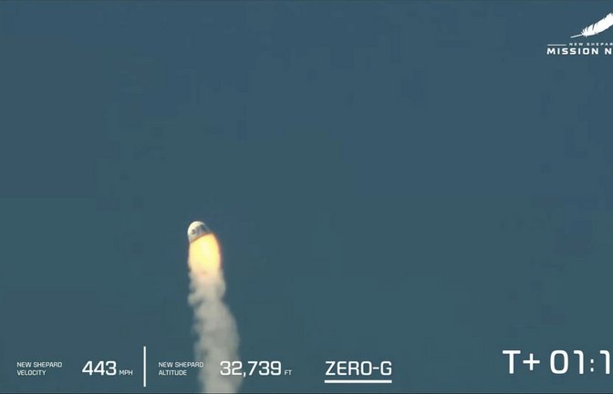 Die Kapsel mit wissenschaftlichen Experimenten nach einem missglückten Start.<span class='image-autor'>Foto: -/Blue Origin/AP/dpa</span>