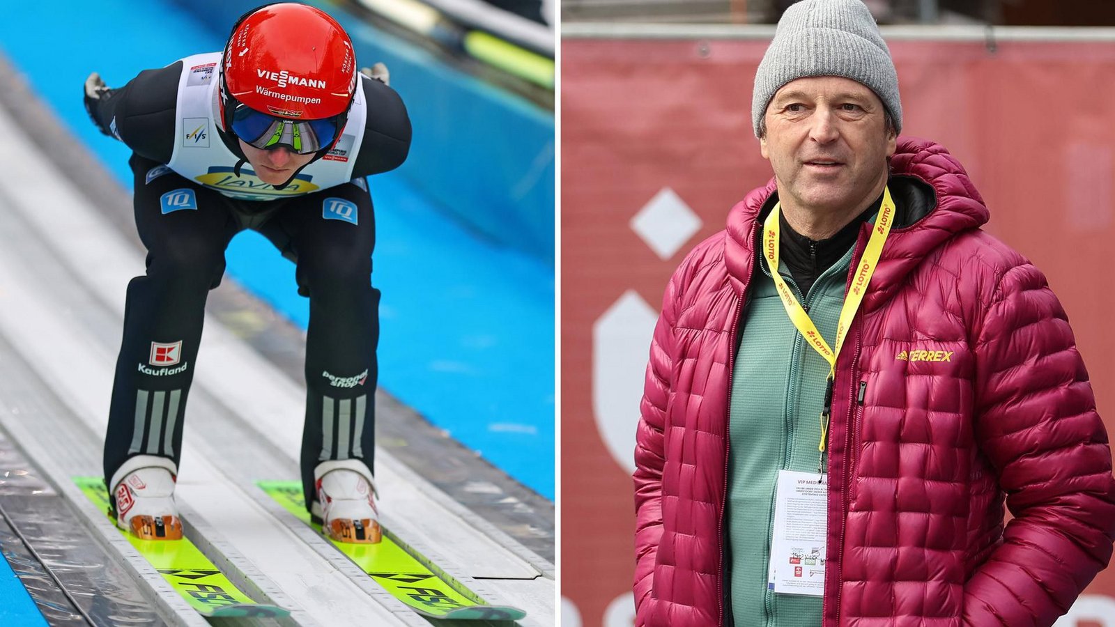 Karl Geiger ist auf der Suche nach der Form, Ex-Bundestrainer und TV-Experte Werner Schuster schaut interessiert zu.Foto: imago/Gepa-Pictures, Ulrich Wagner Karl Geiger ist auf der Suche nach der Form, Ex-Bundestrainer und TV-Experte Werner Schuster schaut interessiert zu.Foto: imago/Gepa-Pictures, Ulrich Wagner