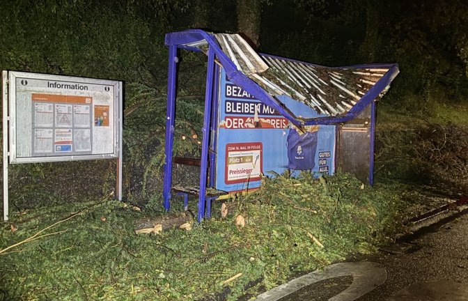 Die Bushaltestelle am Berliner Ring in Backnang wurde von einem Baum beschädigt.<span class='image-autor'>Blaulichtzentrale.de</span>