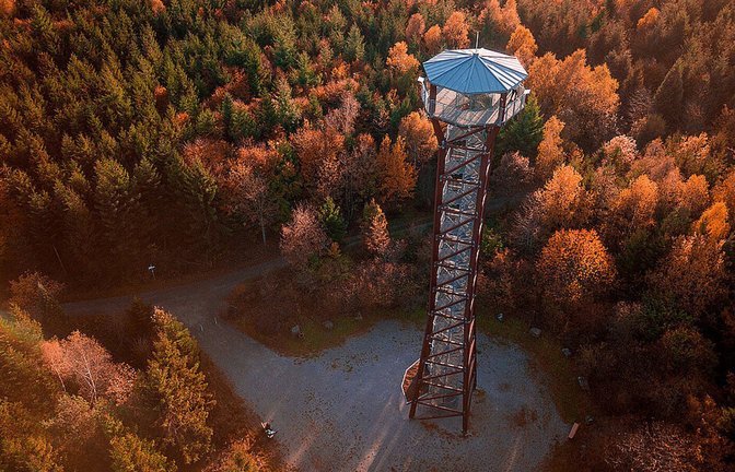 Der Aussichtsturm im Pforzheimer Stadtteil Hohenwart ist 40 Meter hoch. Wegen Einsturzgefahr soll er nun schrittweise abgebaut werden.<span class='image-autor'>Foto: Stadt Pforzheim/Dominik Mokrski</span>