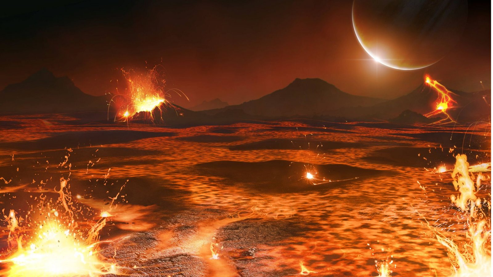 Flug über einen Vulkansee: So stellt sich ein Space-Artist die Loki Patera, den Vulkan auf dem Jupitermond Io, vor.Foto: Imago/Science-Photo Library Flug über einen Vulkansee: So stellt sich ein Space-Artist die Loki Patera, den Vulkan auf dem Jupitermond Io, vor.Foto: Imago/Science-Photo Library
