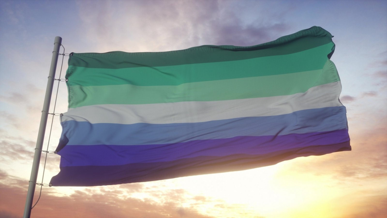 Gay-Flagge/ Flagge der schwulen Männer: Diese Flagge ist auch als „MLM (Men Loving Men) Flag“ oder einfach als „Gay Men's Pride Flag“ bekannt. Sie besteht aus sieben horizontalen Streifen in verschiedenen Grün- und Blau-Tönen sowie Weiß. Diese Flagge wurde speziell als Symbol für Männer entworfen, die sich zu Männern hingezogen fühlen. Die verschiedenen Grün- und Blautöne symbolisieren die Vielfalt innerhalb der Gemeinschaft und die unterschiedlichen Erfahrungen und Identitäten schwuler Männer.Foto: Larich/Shutterstock