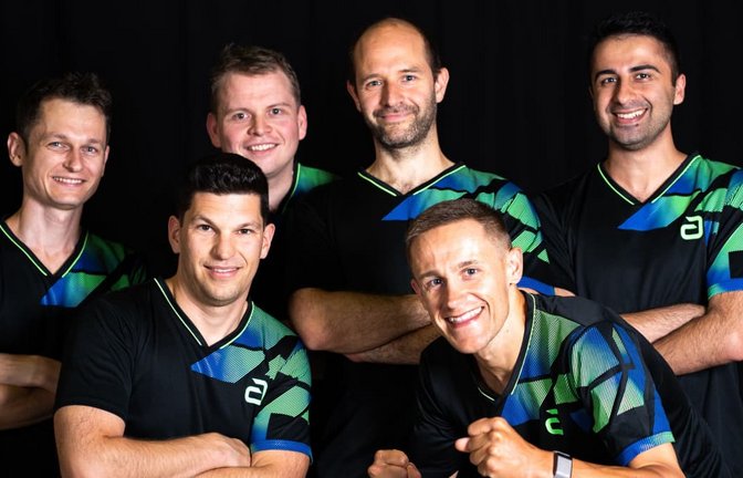 Das Team des TV Hochdorf  der Saison 2026/2027, hinten links: Johannes Dehn, Marius Schrimpf, Jurij von Randow,  Ilkay Deniz. Vorne von links: Marcel Hees, Nico Peller.<span class='image-autor'>TV Hochdorf</span>