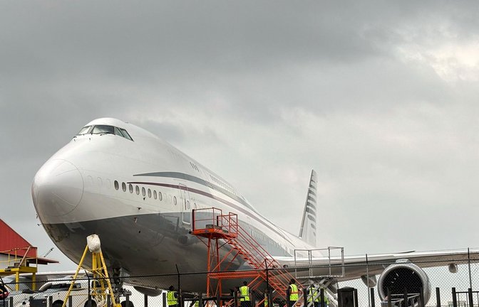 Der mögliche Jet für US-Präsident Trump aus Katar. (Archivbild)<span class='image-autor'>Foto: Brandon Lingle/The San Antonio Express-News/AP/dpa</span>