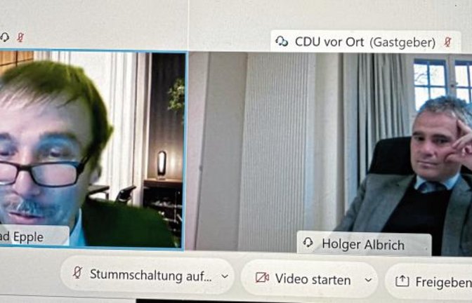 Konrad Epple (links) und Holger Albrich beim Online-Meinungsaustausch.  Foto: p