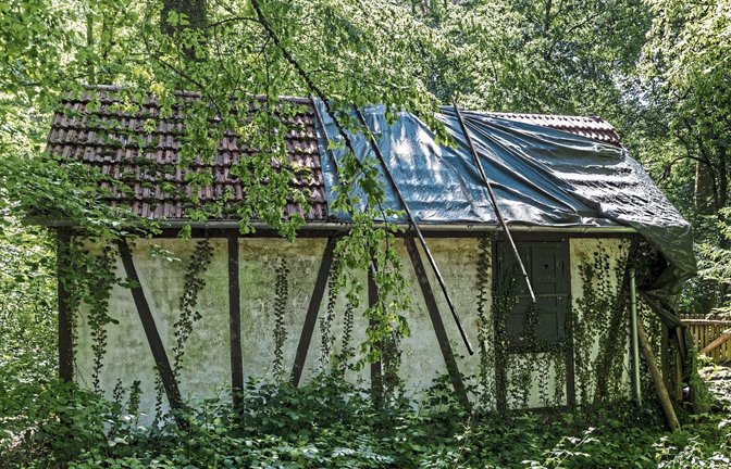Seit im Jahr 2017 ein Baum auf das Dach des Jagdhäusles stürzte, kann es nicht mehr für Treffen genutzt werden. Der Ortschaftsrat Häfnerhaslach möchte das nun ändern.  Foto: Pangerl