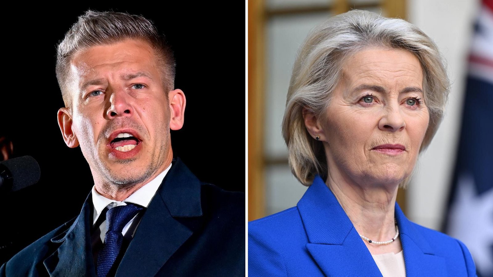 Peter Magyar, der Vorsitzende der Oppositionspartei Tisza, und EU-Kommissionspräsidentin Ursula von der Leyen (Archivbild).Foto: Denes Erdos/AP/dpa, IMAGO / AAP