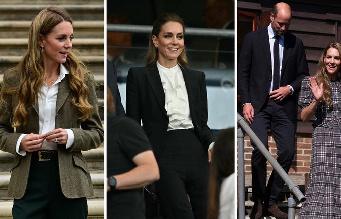 Plötzlich erblondet: Prinzessin Kate trägt honigblonde Strähnen im dunklen Haar – und die Welt steht Kopf.<span class='image-autor'>Foto: AFP</span>