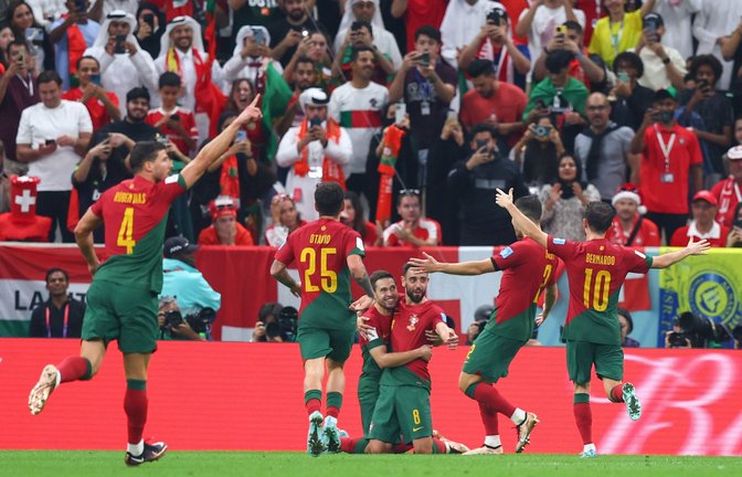 Portugal hatte gegen die Schweiz einiges zu feiern.<span class='image-autor'>Foto: dpa/Tom Weller</span>