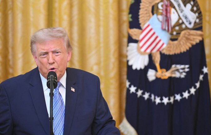 Donald Trumps Ansprache dauerte eine knappe halbe Stunde.<span class='image-autor'>Saul Loeb/Pool AFP/AP/dpa</span>