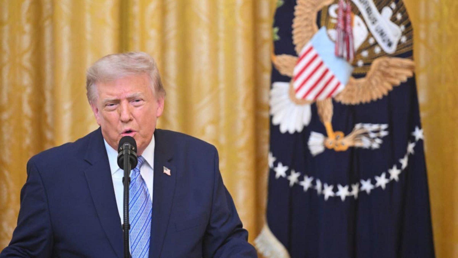 Donald Trumps Ansprache dauerte eine knappe halbe Stunde.Saul Loeb/Pool AFP/AP/dpa