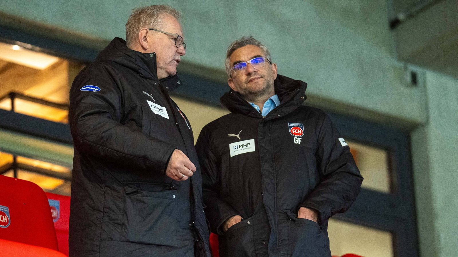 Steuern die Geschicke des 1. FC Heidenheim: Der Vorstandsvorsitzende Holger Sanwald (li.), Finanzvorstand Gerrit Floruß.Foto: IMAGO/Eibner