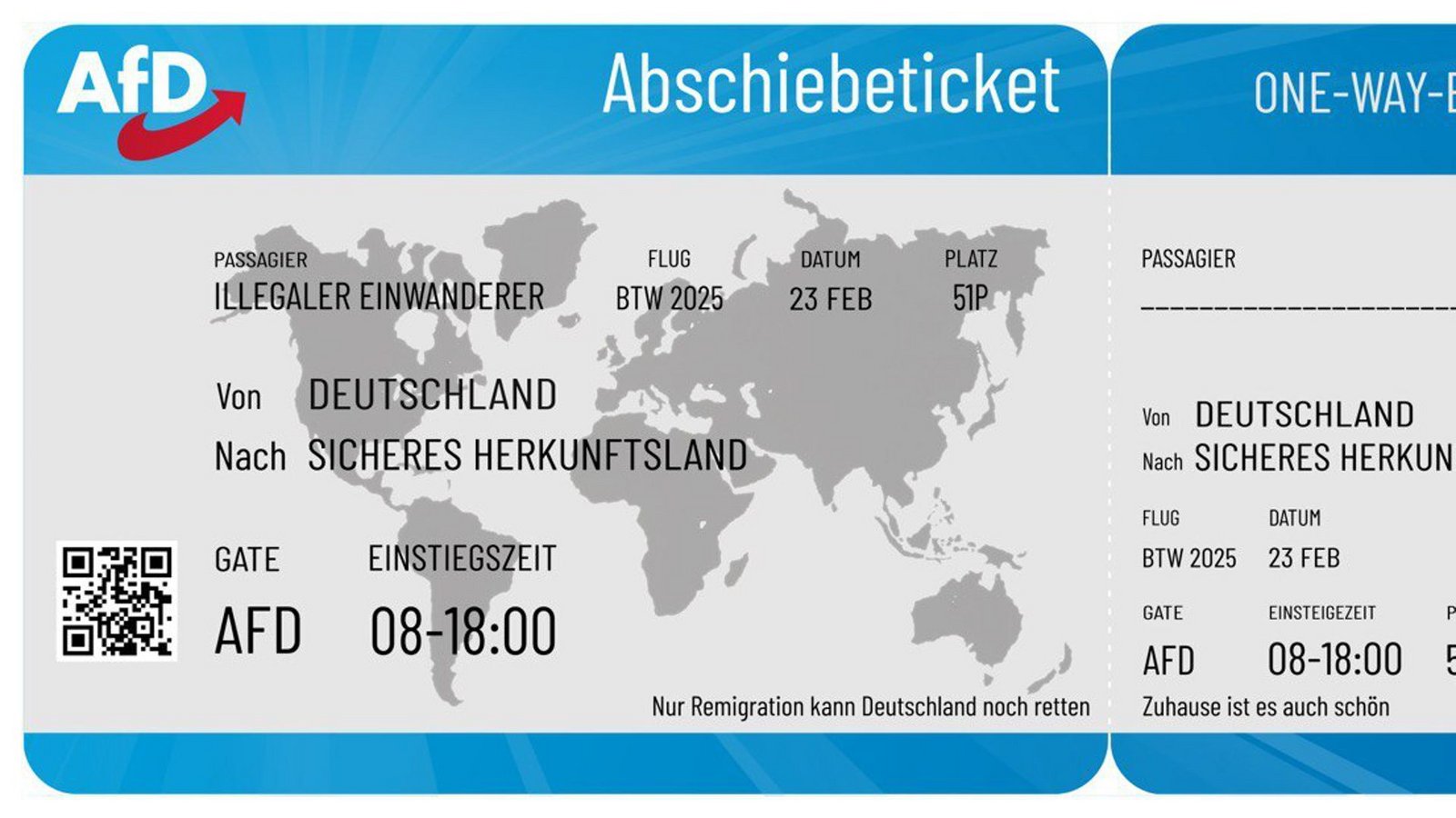 Das „Abschiebeticket“ der AfD in Form eines Flugtickets.Foto: AfD/Kreisverband Karlsruhe-Stadt