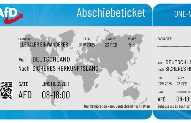 Das „Abschiebeticket“ der AfD in Form eines Flugtickets.<span class='image-autor'>Foto: AfD/Kreisverband Karlsruhe-Stadt</span>