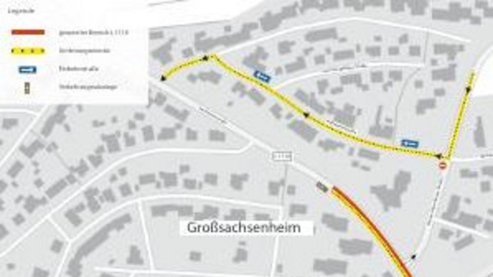 Die Kreuzung Sersheimer Straße und Kleinsachsenheimer Straße ist häufig überlastet und wird daher probeweise zum Minikreisverkehr umgebaut. Während der Bauzeit gelten Umleitung und Ampelregelung.  Grafik: VKZ/RPS